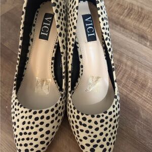 Vici Cream and Black Polka Dot Heels